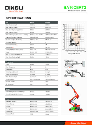 Piattaforme aeree articolate gommate Dingli BA16CERT2