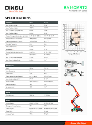 Piattaforme aeree articolate gommate Dingli BA16CMRT2
