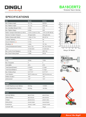 Piattaforme aeree articolate gommate Dingli BA18CERT2