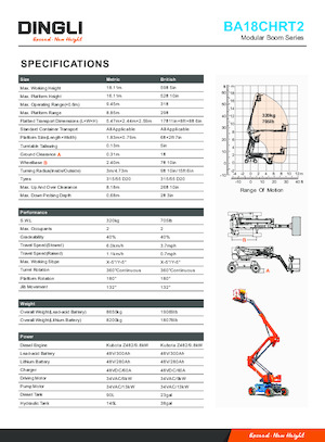 Piattaforme aeree articolate gommate Dingli BA18CHRT2