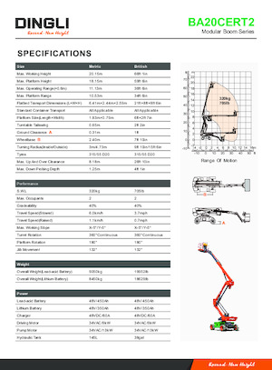 Piattaforme aeree articolate gommate Dingli BA20CERT2