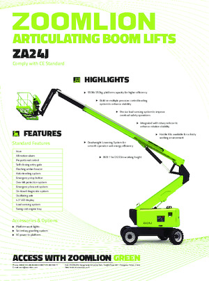 Piattaforme aeree articolate gommate Zoomlion ZA24J