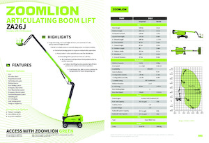 Piattaforme aeree articolate gommate Zoomlion ZA26J