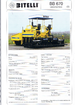 Finitrici stradali gommate Bitelli BB 670 RB 4700 VB