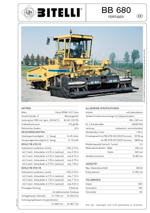 Finitrici stradali gommate Bitelli BB 680 RB 5700 VB