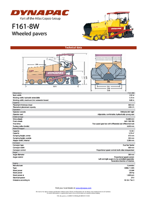 Finitrici stradali gommate Dynapac F 161-8 W