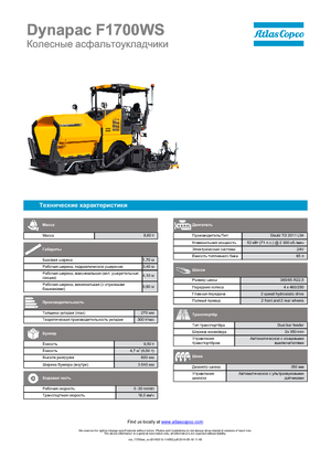 Finitrici stradali gommate Dynapac F 1700 WS