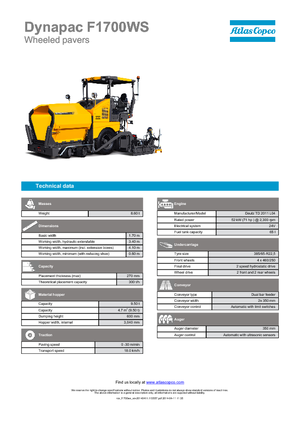 Finitrici stradali gommate Dynapac F 1700 WS