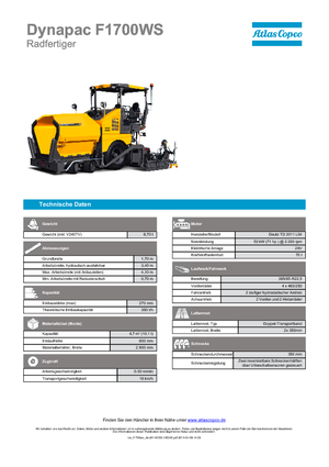 Finitrici stradali gommate Dynapac F 1700 WS