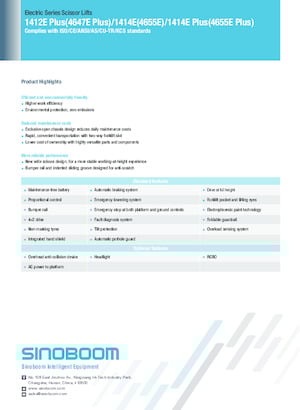 Piattaforme aeree verticali a pantografo su ruote Sinoboom 1412E Plus 