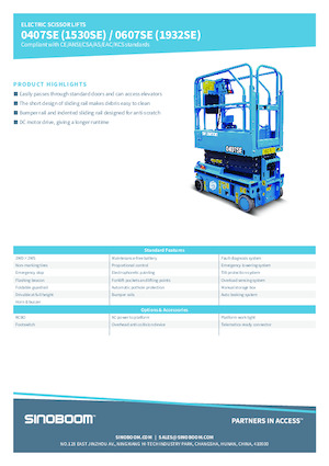 Piattaforme aeree verticali a pantografo su ruote Sinoboom 1530SE