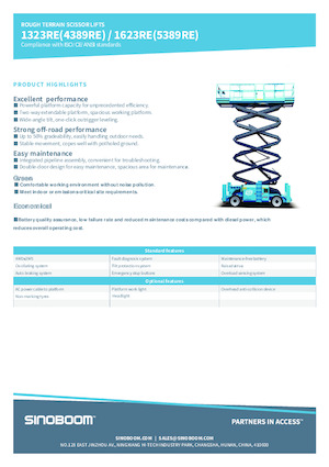Piattaforme aeree verticali a pantografo su ruote Sinoboom 1623RE 
