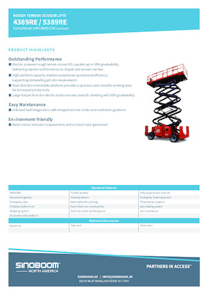 Piattaforme aeree verticali a pantografo su ruote Sinoboom 5389RE