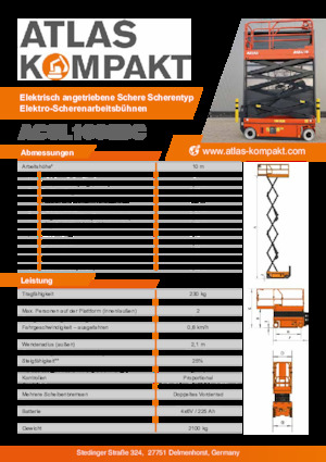 Piattaforme aeree verticali a pantografo su ruote Atlas Kompakt ACSL 1008 DC