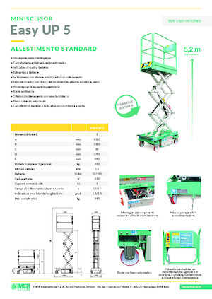 Piattaforme aeree verticali a pantografo su ruote Imer Easy UP 5