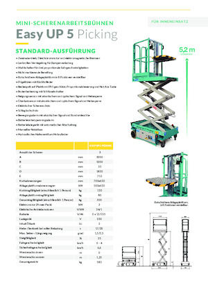 Piattaforme aeree verticali a pantografo su ruote Imer Easy UP 5 Picking