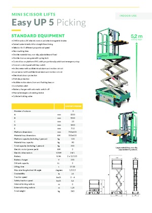 Piattaforme aeree verticali a pantografo su ruote Imer Easy UP 5 Picking