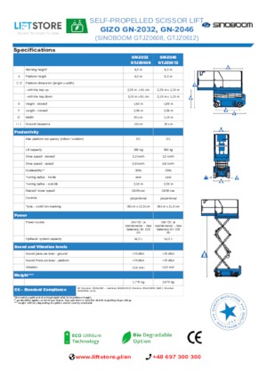 Piattaforme aeree verticali a pantografo su ruote Sinoboom GN 2032