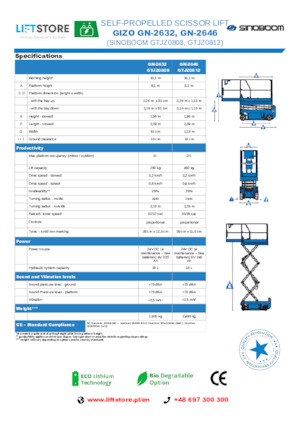 Piattaforme aeree verticali a pantografo su ruote Sinoboom GN 2632