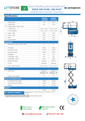 Piattaforme aeree verticali a pantografo su ruote Sinoboom GN 3246