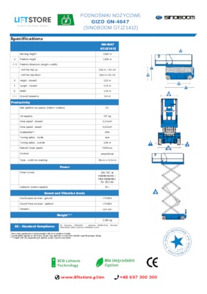 Piattaforme aeree verticali a pantografo su ruote Sinoboom GN 4647