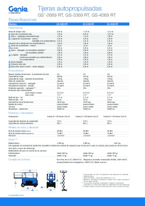 Piattaforme aeree verticali a pantografo su ruote Genie GS-3369 RT