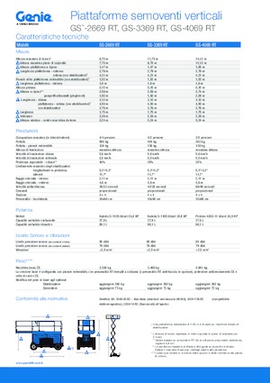 Piattaforme aeree verticali a pantografo su ruote Genie GS-3369 RT