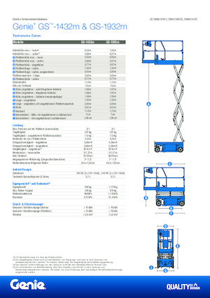 Piattaforme aeree verticali a pantografo su ruote Genie GS-1432m E-Drive
