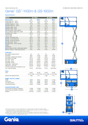 Piattaforme aeree verticali a pantografo su ruote Genie GS-1432m E-Drive