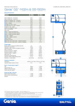 Piattaforme aeree verticali a pantografo su ruote Genie GS-1432m E-Drive