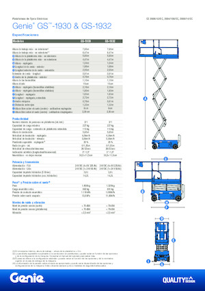 Piattaforme aeree verticali a pantografo su ruote Genie GS-1932 E-Drive