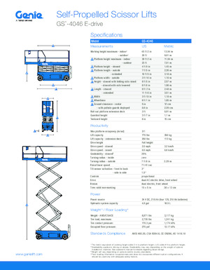 Piattaforme aeree verticali a pantografo su ruote Genie GS-4046