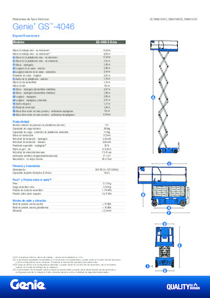 Piattaforme aeree verticali a pantografo su ruote Genie GS-4046