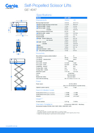 Piattaforme aeree verticali a pantografo su ruote Genie GS-4047