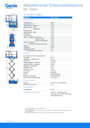 Piattaforme aeree verticali a pantografo su ruote Genie GS-1330