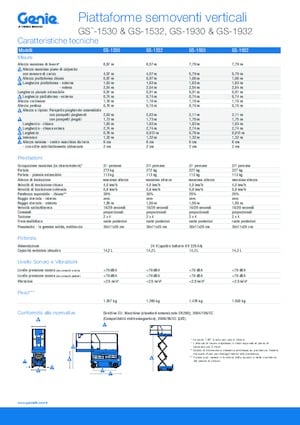 Piattaforme aeree verticali a pantografo su ruote Genie GS-1532