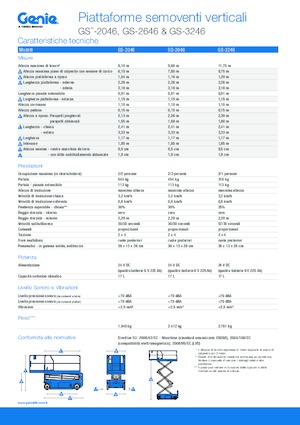 Piattaforme aeree verticali a pantografo su ruote Genie GS-3246
