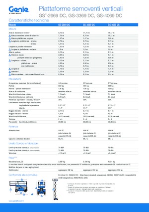 Piattaforme aeree verticali a pantografo su ruote Genie GS-3369 DC