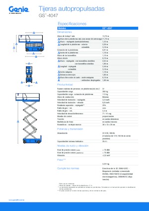 Piattaforme aeree verticali a pantografo su ruote Genie GS-4047