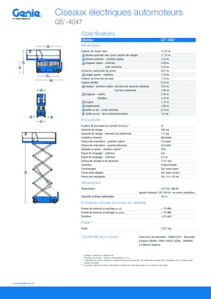 Piattaforme aeree verticali a pantografo su ruote Genie GS-4047