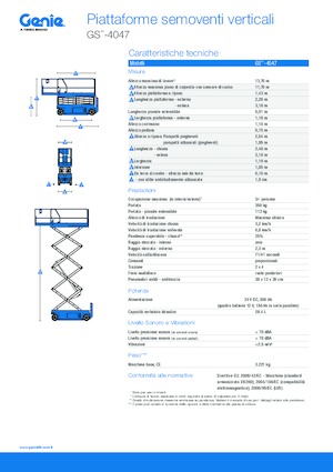 Piattaforme aeree verticali a pantografo su ruote Genie GS-4047