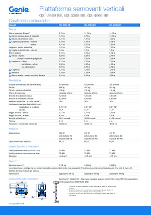 Piattaforme aeree verticali a pantografo su ruote Genie GS-3369 BE