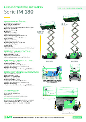 Piattaforme aeree verticali a pantografo su ruote Imer IM 11180 D