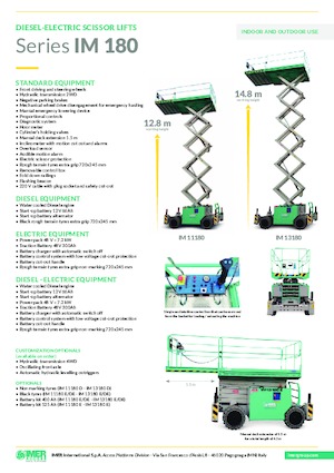 Piattaforme aeree verticali a pantografo su ruote Imer IM 13180 E