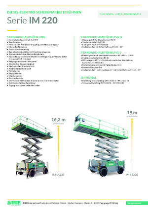 Piattaforme aeree verticali a pantografo su ruote Imer IM 17220 E