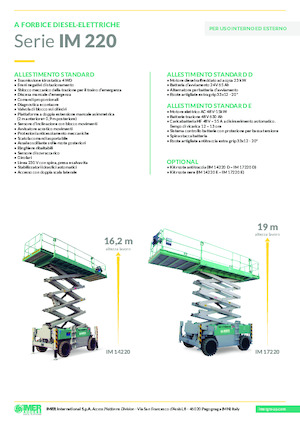 Piattaforme aeree verticali a pantografo su ruote Imer IM 14220 D