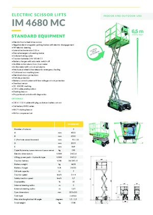 Piattaforme aeree verticali a pantografo su ruote Imer IM 4680 MC