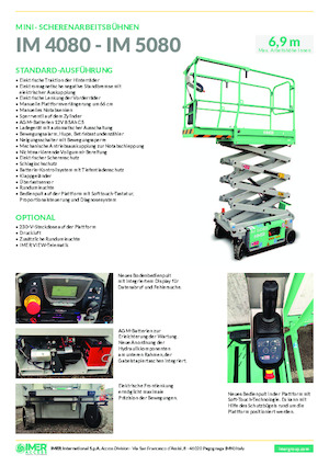 Piattaforme aeree verticali a pantografo su ruote Imer IM 4080 H