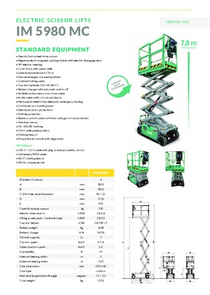 Piattaforme aeree verticali a pantografo su ruote Imer IM 5980 MC