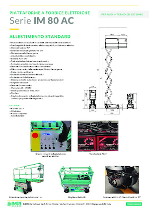 Piattaforme aeree verticali a pantografo su ruote Imer IM 5980 AC